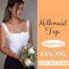 Model wearing a Milkmaid Tank Top made from a sewing pattern