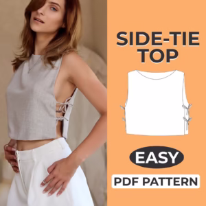 Model wearing a Side Tie Top made from a Sewing Pattern