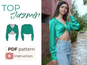 Model wearing a Twist Front Crop Top made from a Sewing Pattern