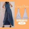 Model wearing a Fit and Flare Halter Dress made from a Sewing Pattern