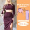 Model wearing a Cropped Long Sleeve + Long Pencil Skirt made from a Sewing Pattern