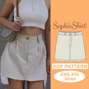 Model wearing a Y2k Mini Skirt made from a Pattern