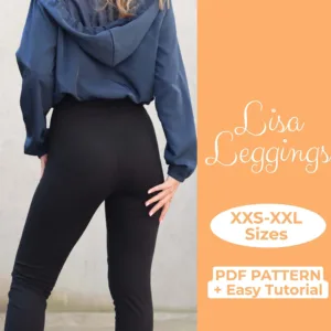 Girl wearing black leggings and there is a text written with Lisa leggings pdf pattern