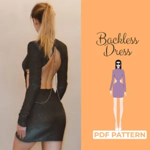 Model wearing a Backless Dress made from a Sewing Pattern