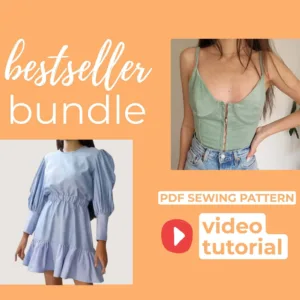 Corset Top + Puff Sleeve Dress Sewing Pattern Bundle