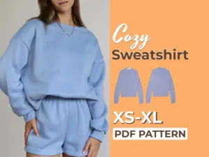 Model wearing a Sweatshirt made from a Sewing Pattern