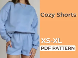 Model wearing Elastic Waist Shorts made from a Sewing Pattern