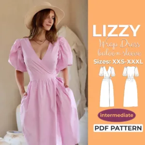 Model wearing a Puff Sleeves Wrap Dress that was made from a Sewing Pattern