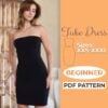 Model wearing a black off the shoulder bodycon Tube Dress made from a Sewing Pattern