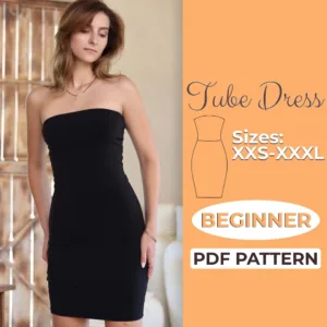 Model wearing a black off the shoulder bodycon Tube Dress made from a Sewing Pattern
