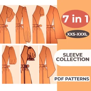 Sleeves Sewing Pattern Package 7 in 1 xxs- xxxl Sleeve Collection