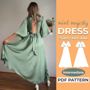 Model wearing a green Prom Dress made from a Sewing Pattern