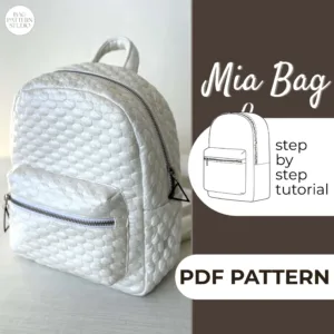 white Mini Backpack made from a Sewing Pattern