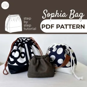 3 Drawstring Bags in different sized. Made from a Sewing Pattern