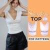 Model wearing a cowl Neck Top made from a Sewing Pattern
