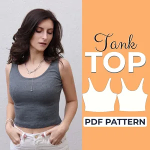 model wearing a Crop Tank Top made from a sewing Pattern