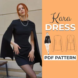 Model wearing a Cape Dress made from a Sewing Pattern