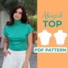 model wearing a cap sleeve top pattern with a high neck