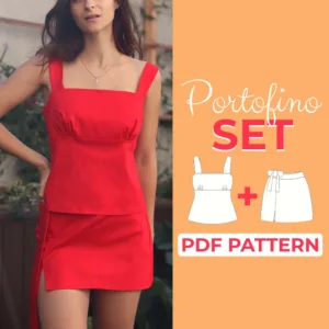 Model wearing a Sleeveless Top + Mini Skirt made from a Sewing Pattern
