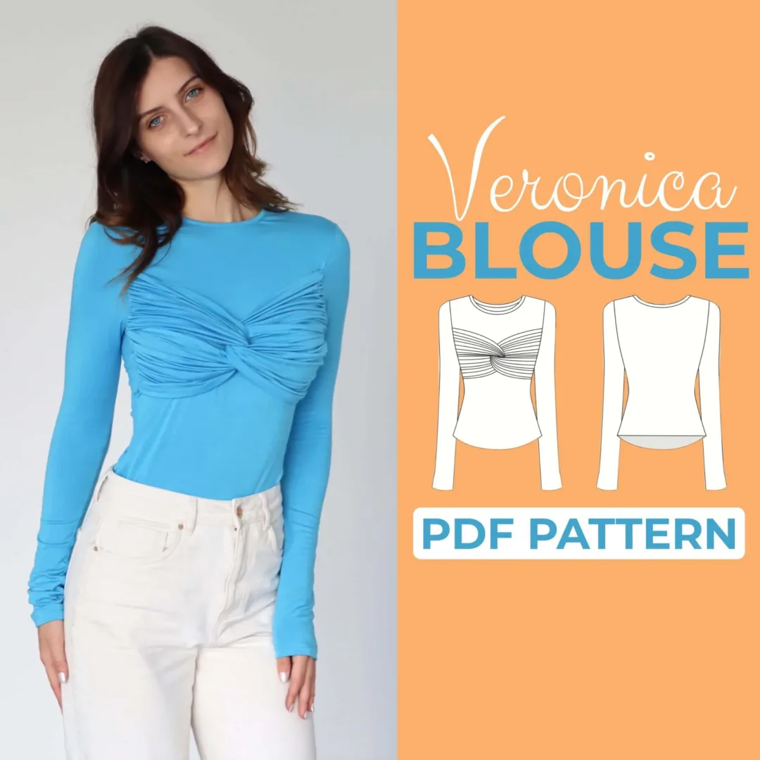 Model wearing a Twist Front Top made from a Sewing Pattern