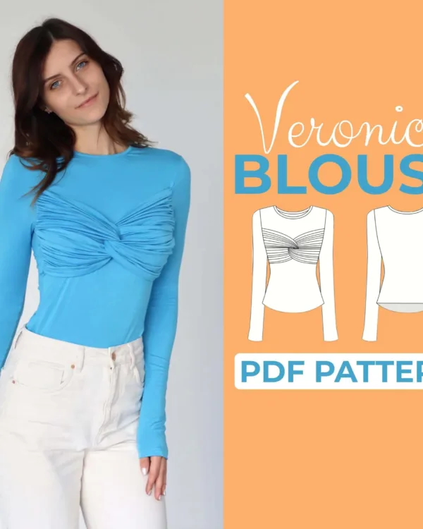 Model wearing a Twist Front Top made from a Sewing Pattern