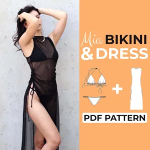 Beach Cover Up + Bikini Top & Bottom made from a Sewing Pattern