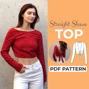 Model wearing a Long Sleeve Tie Back Top made from a Sewing Pattern