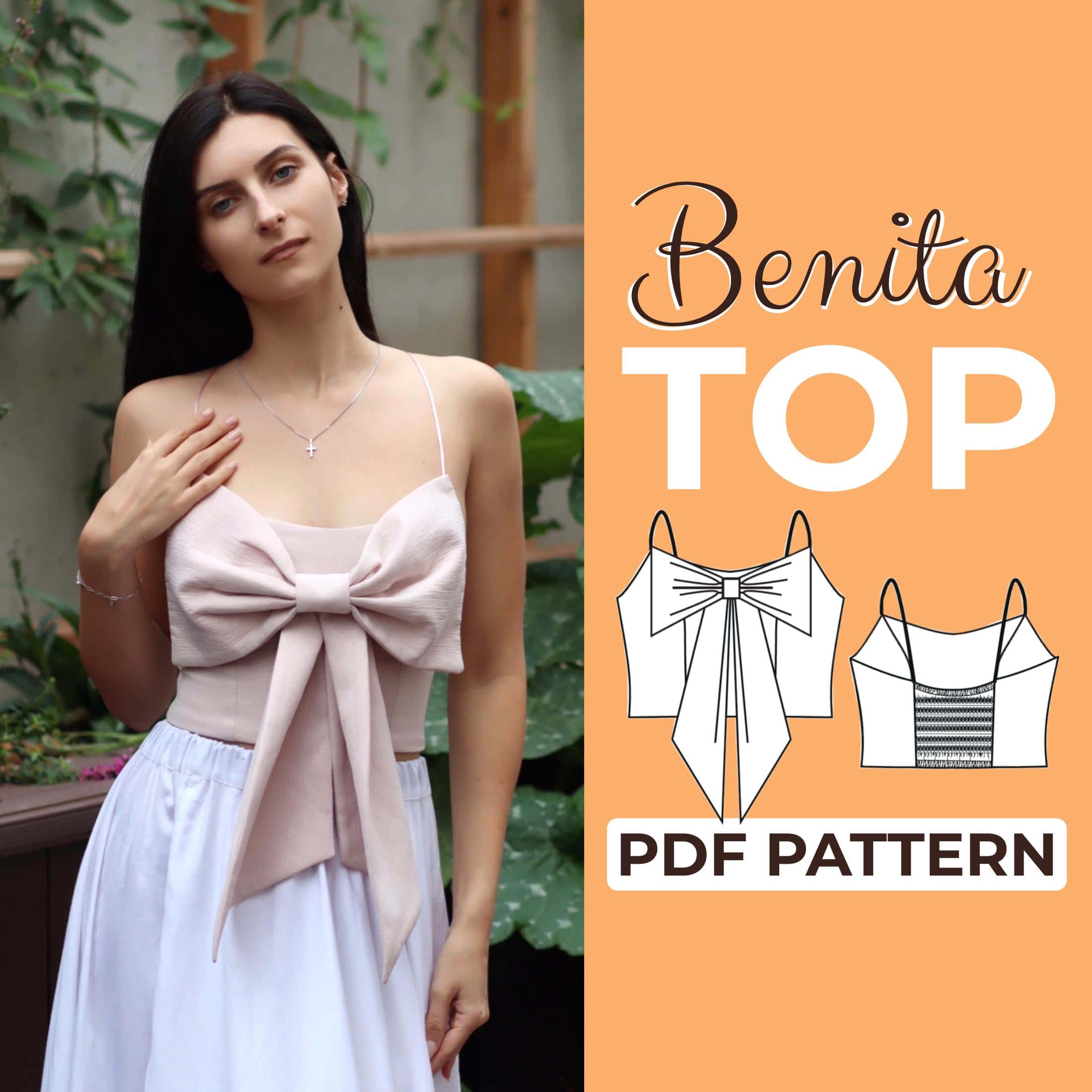 Model wearing a Bow Top made from a Sewing Pattern