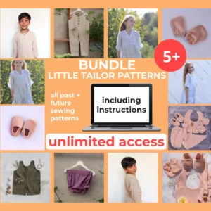 On the pictures you see 10+ Kids & Baby Sewing Patterns from a sewing pattern bundle