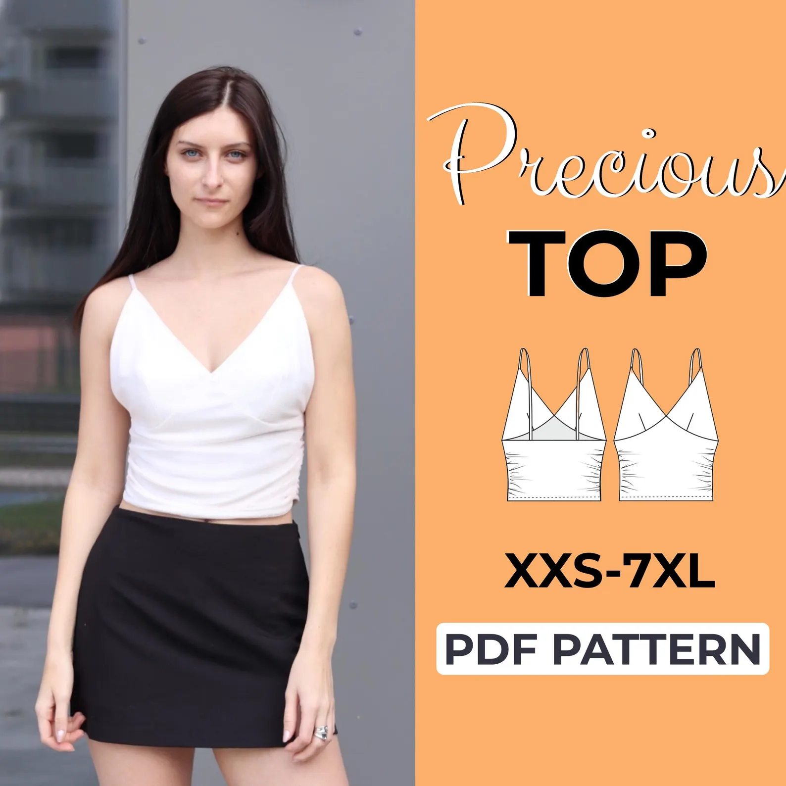 Summer Top Sewing Pattern | V Neck Crop Top Sewing Pattern