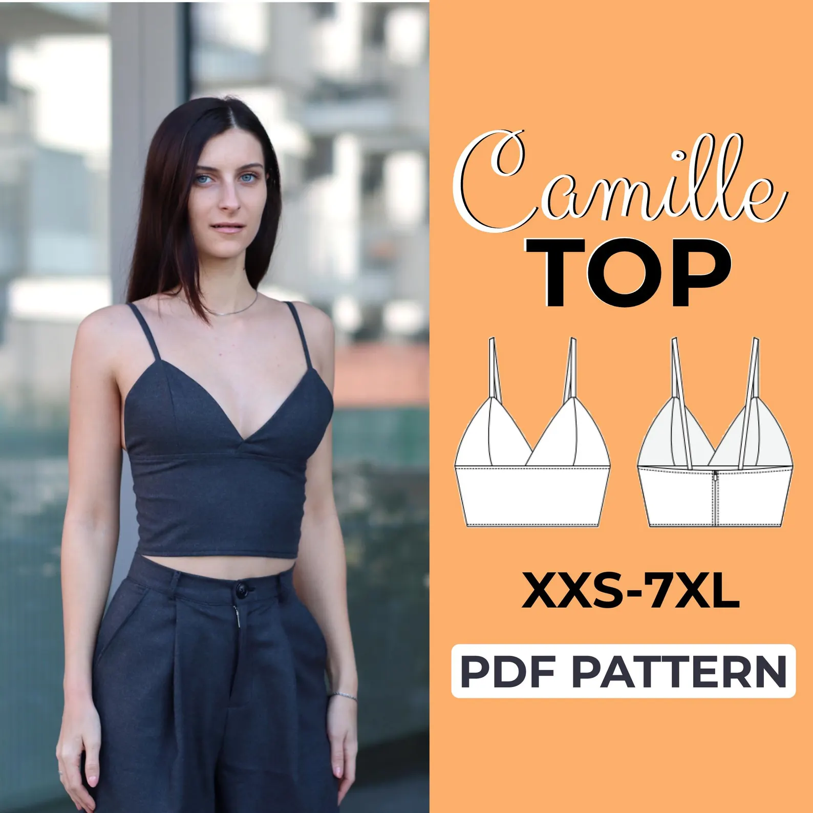 Longline Bralette Top Pattern | Sexy V-Neck Crop Top Pattern