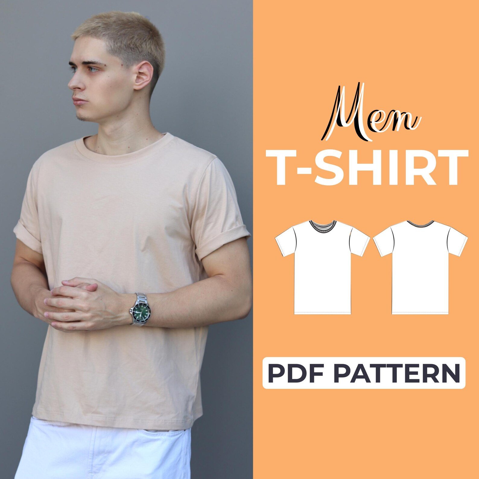 Crew Neck T-Shirt Pattern | Unisex Classic Tee Sewing Pattern
