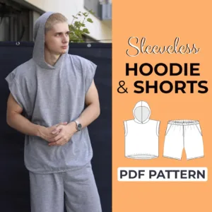 Men’s Sleeveless Hoodie and Shorts Set Pattern