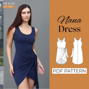 Draped Asymmetric Dress Sewing Pattern