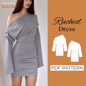 Long Sleeve Ruched Dress Sewing Pattern