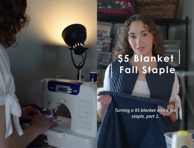 Turning a 5 dollar blanket into a fall staple with Destiny.