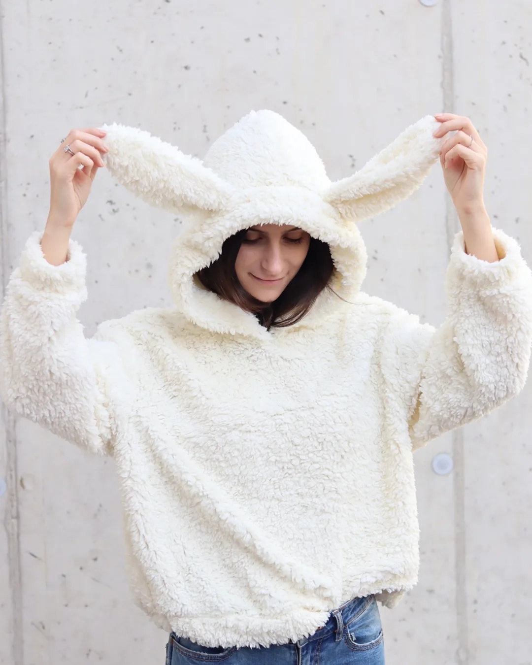 Hoodie With Bunny Ears Pattern
