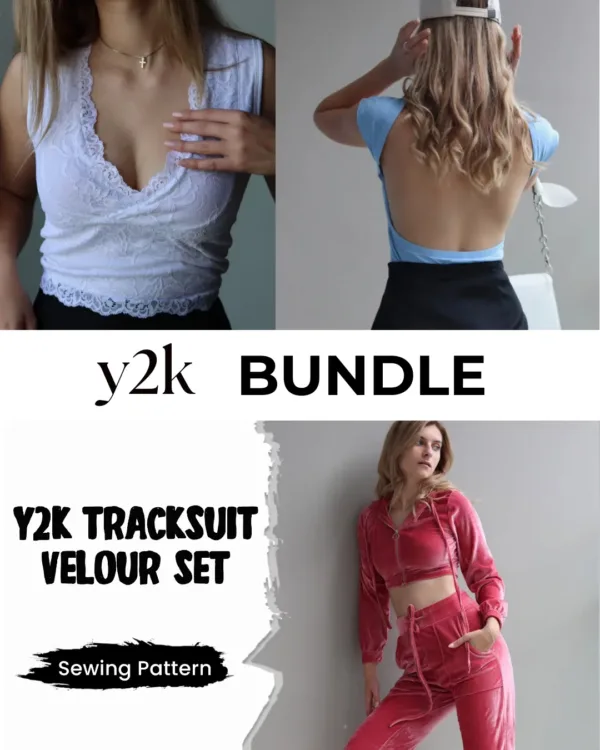 Backless Top + Sweatpants Pattern + Lace Top + Cropped Hoodie Sewing Pattern Bundle