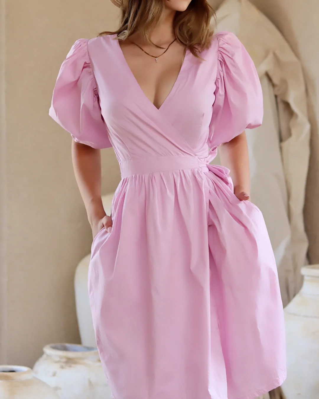 Puff Sleeve Wrap Dress Sewing Pattern