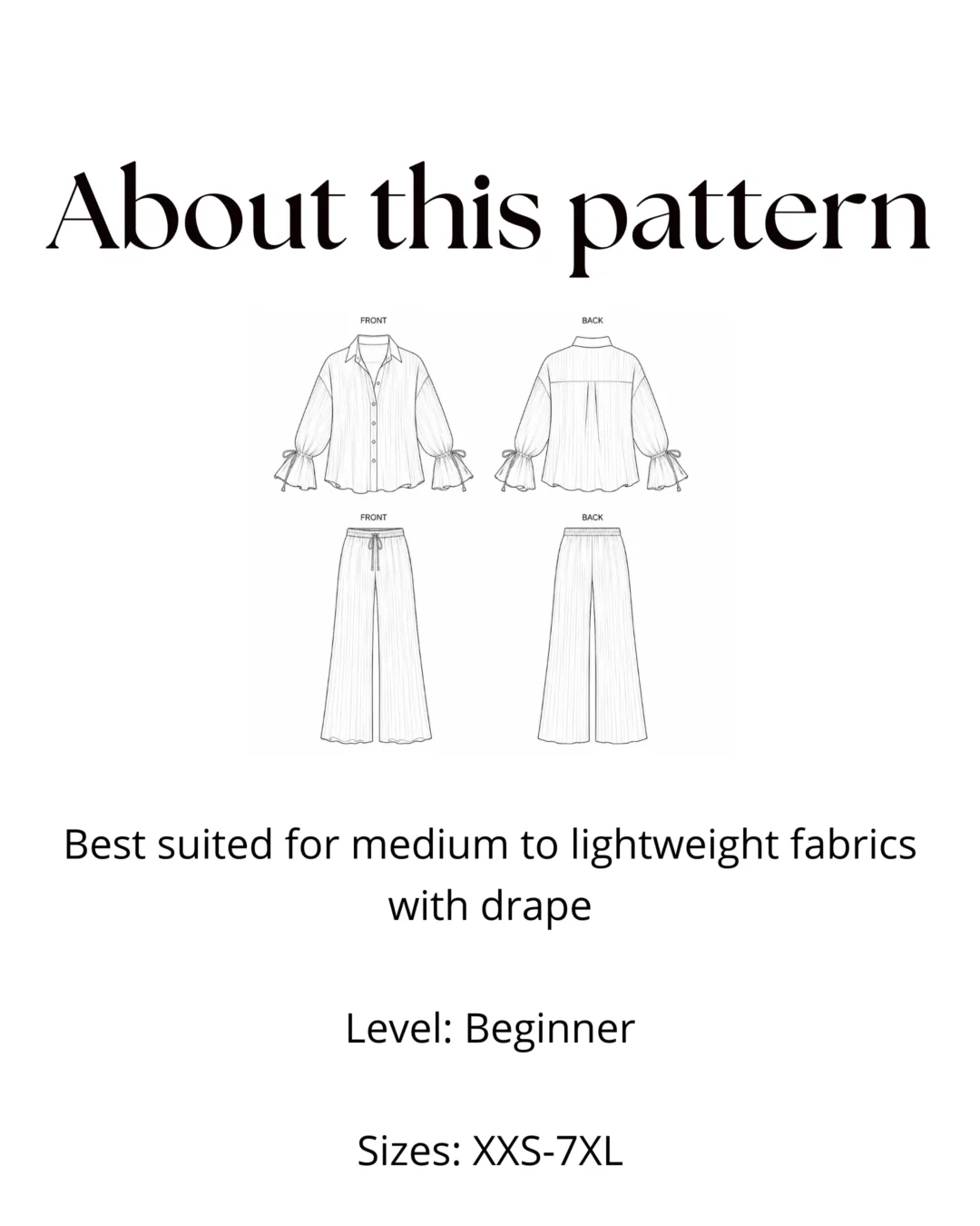 Oversized Shirt + Wide Leg Pants Sewing Pattern Set